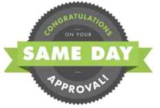 Same day approval badge design.